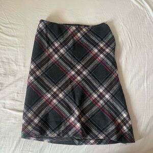 Black and White Plaid Pencil Skirt Knee-Length